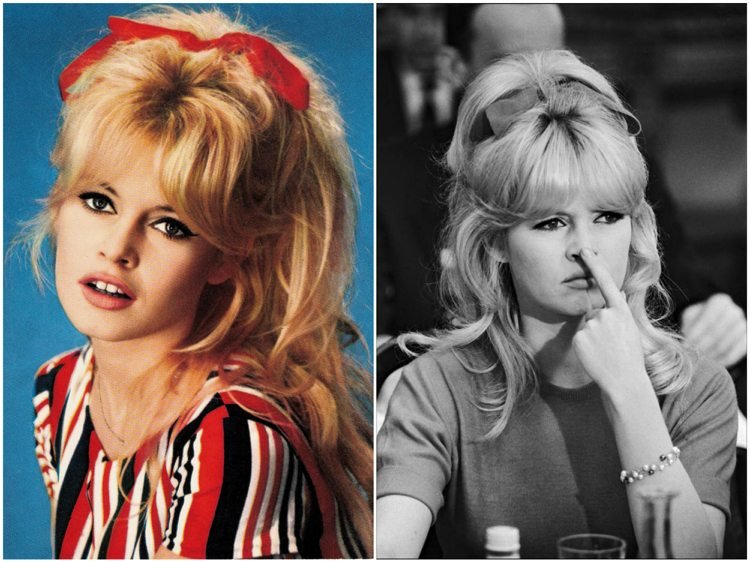 Brigitte Bardot frisyr halvöppet ponny sammetband