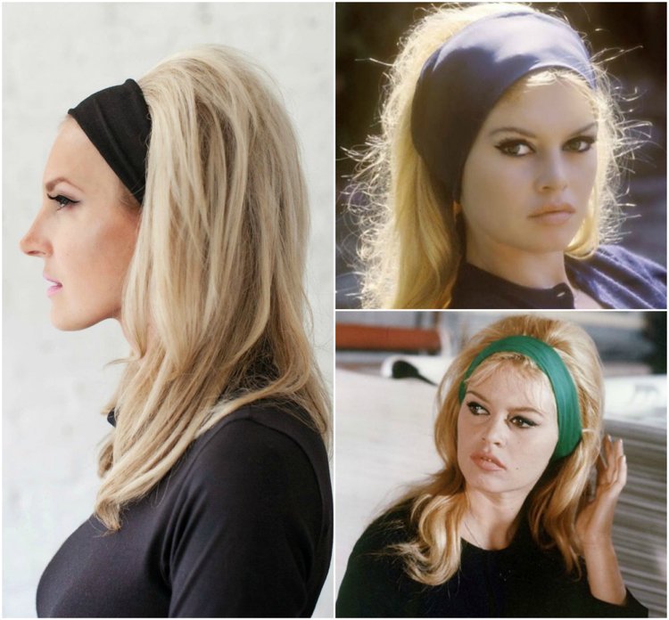 Brigitte Bardot frisyr med hårband retro 60 -tal