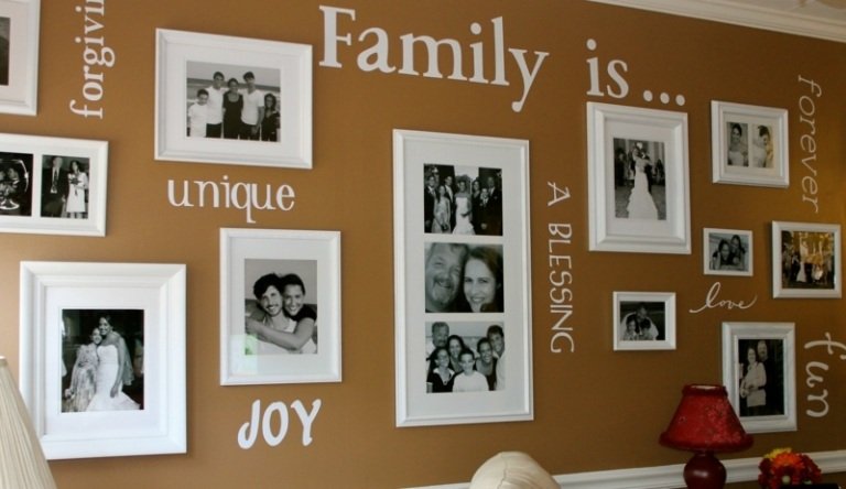 familjefoton på väggen klistermärken familjen är vit bildram