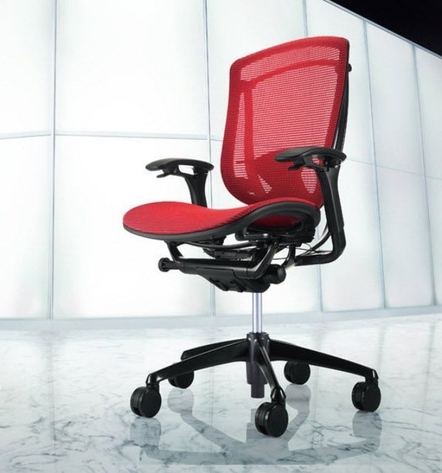 Contessa kontorsstol tyg modern design svart röd Okamura ergonomisk