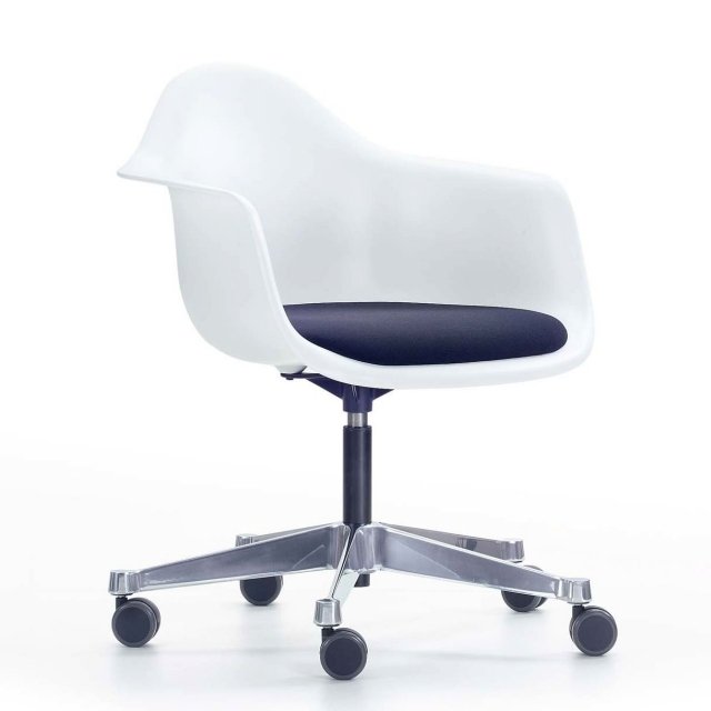 Ergonomisk stol-design hemmakontor vita säten blå armstöd-Charles Ray-Eames-plast-Pacc