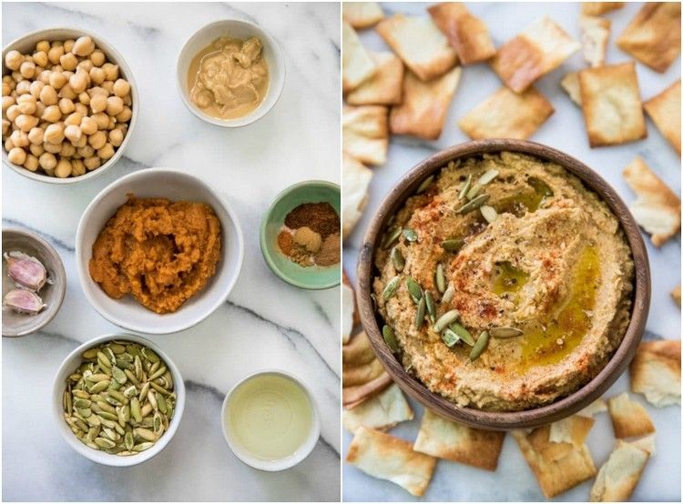 Brunchidéer recept på hummus med pumpa