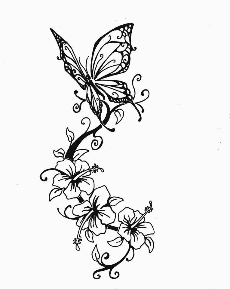 Dekoltee tatuering idéer fjäril med blommor tatuering design
