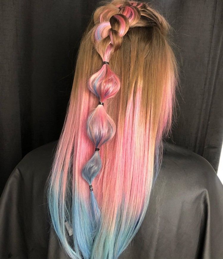 Pastell Ombre Hair Trend Bubble Braids Frisyr med instruktioner