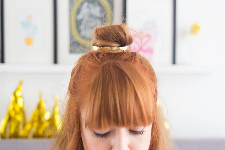 DIY bulle manschett färdig halv-bulle frisyr raka lugg