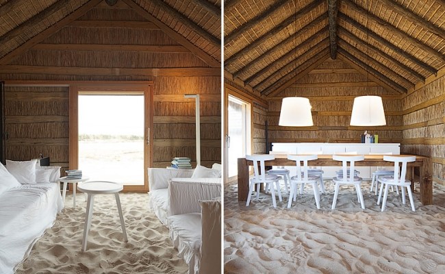 Strandbungalows-resort-inomhus traditionell design-vita möbler-sandgolv