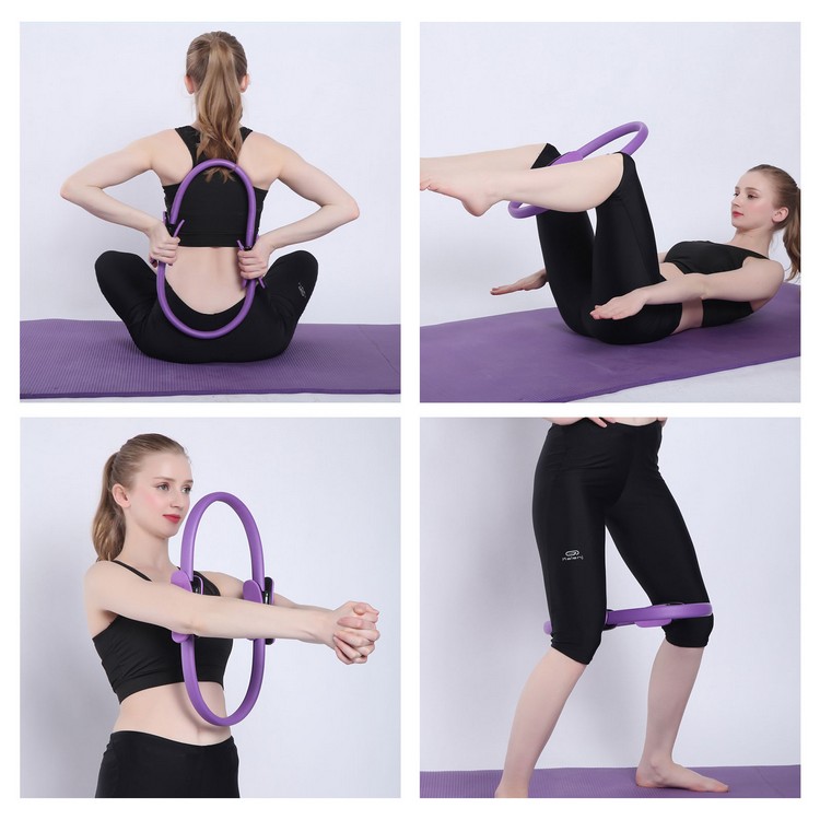 Övningar med pilates ringer biceps träningskvinnor hemma