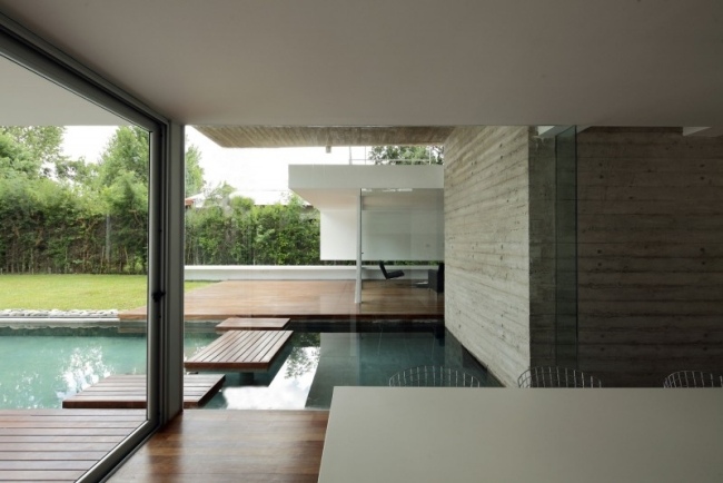 Kök glasvägg pool visa betong hus takläggning entré terrass takläggning