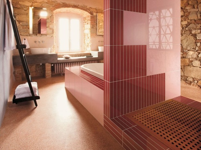 rosa badrum kakel design idéer vägg