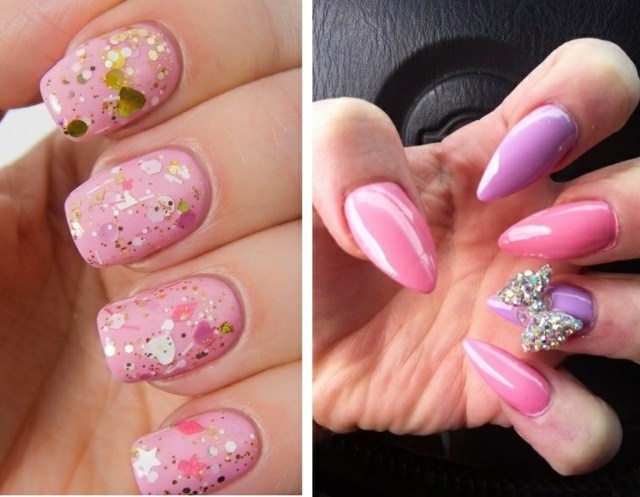 Glitter rosettspets rosa naglar