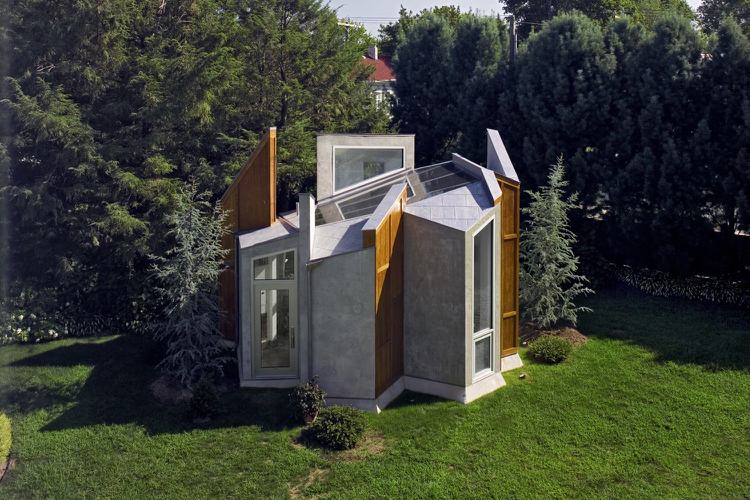 Glastak trädgårdskontor modern fasad