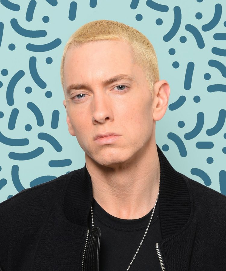 eminem long buzz cut blond frisyr män