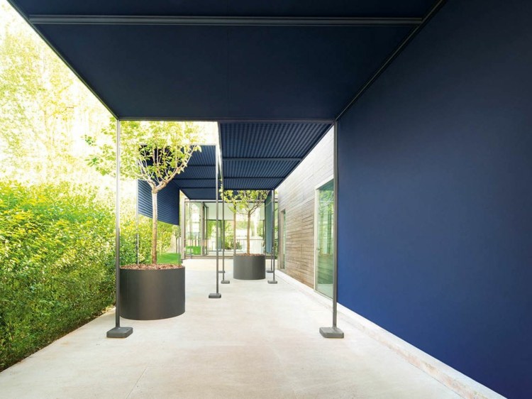 cabanne trädgårdspaviljong blå design pergola minimalistiskt stöd