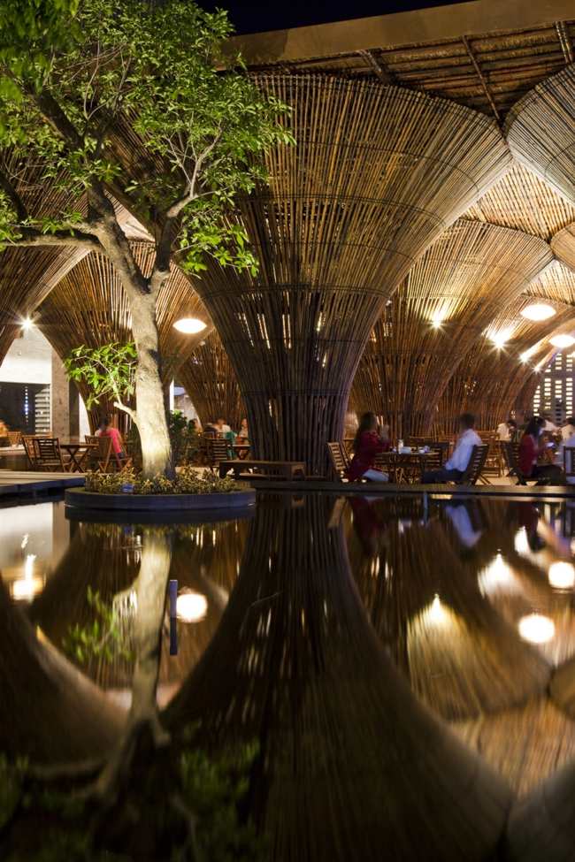Belysning bambu vägg hotell Vietnam