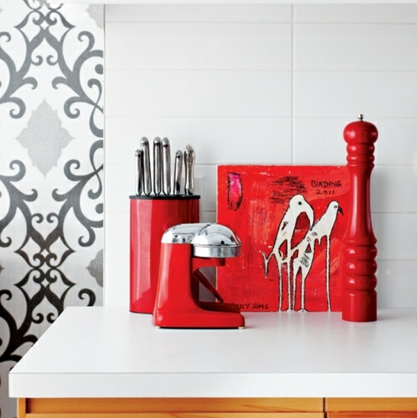 röda köksredskap kök design dekoration