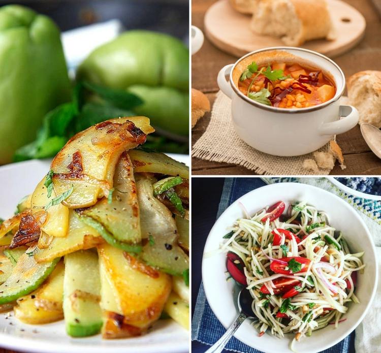 Chayote -receptidéer för sallader, soppor och huvudrätter