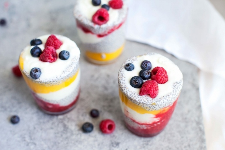 Chiafrörecept Hallonpuddingfrukost för viktminskning