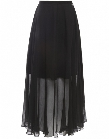Διαφανής φούστα σιφόν μαύρη μέγιστη