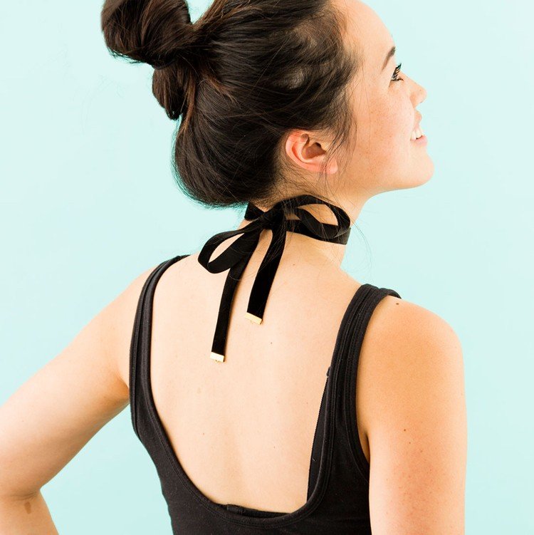 Choker-kedja-gör-själv-sammet-band-svart-lätt