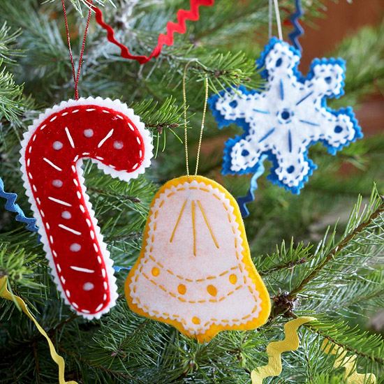 Julgransdekorationer tinker filt godisrör snöflinga klocka