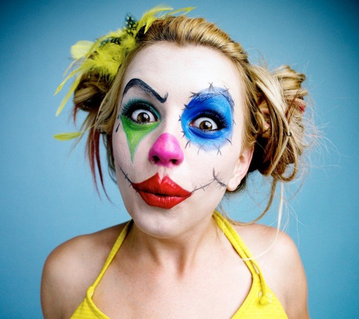 Teatersmink-för-clown-smink-idéer-halloween-karneval-outfits
