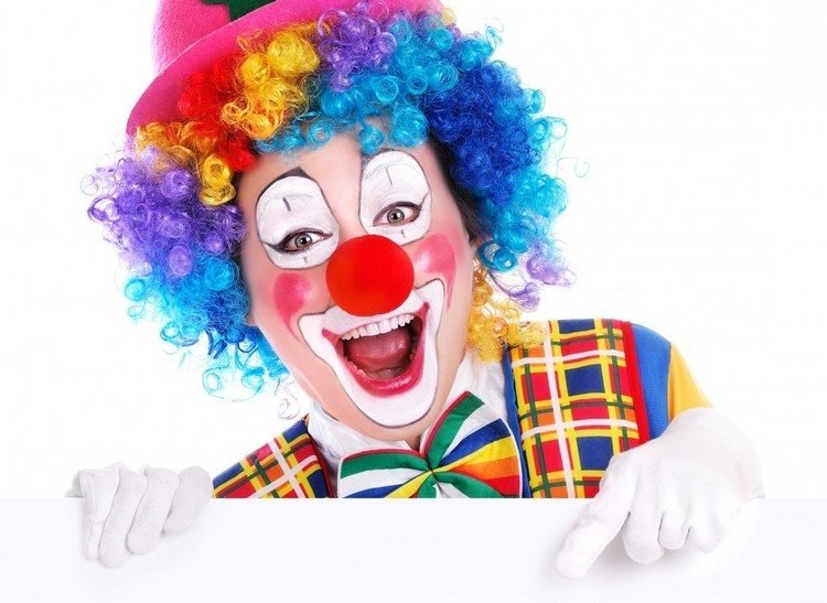 Clown smink vit-ringar-mun-ögon-röd-clown näsa