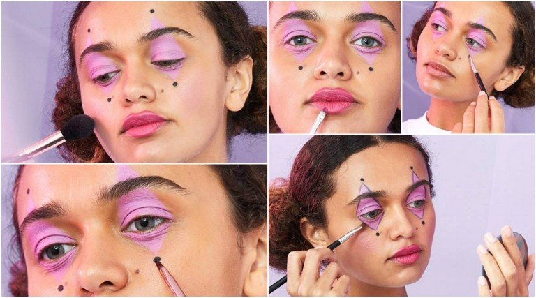 Clown smink för kvinnor med instruktioner Makeup idéer för Halloween enkelt