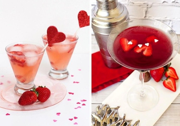 cocktails-dekorera-alla-hjärtans-dag-jordgubbe-hjärtan