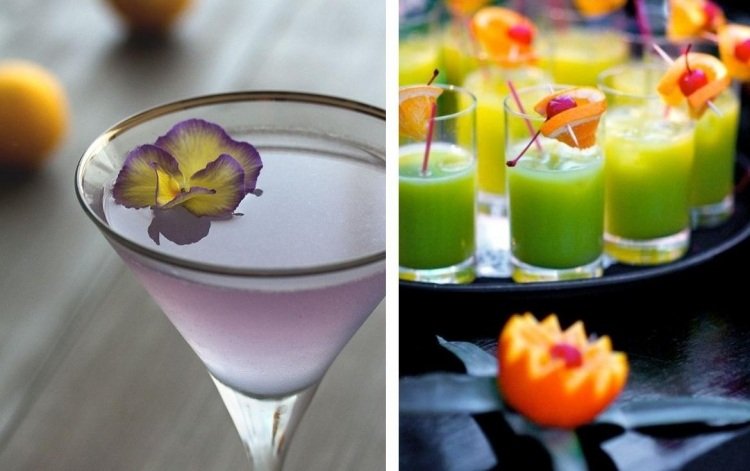 cocktaildekorationer-idéer-frukter-ätbara-blommor