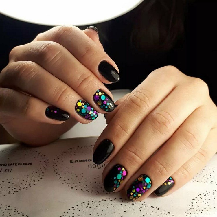 Black Nails Design Confetti Nails Nail Trends Summer