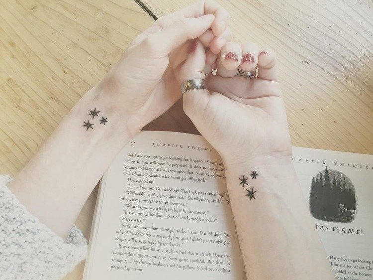 Bästa vän tatuering Harry Potter stjärn handled