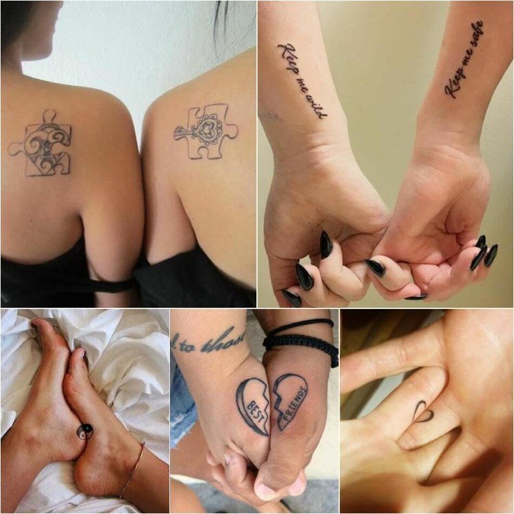 Vänskap tatuering hjärta yin yang pussel