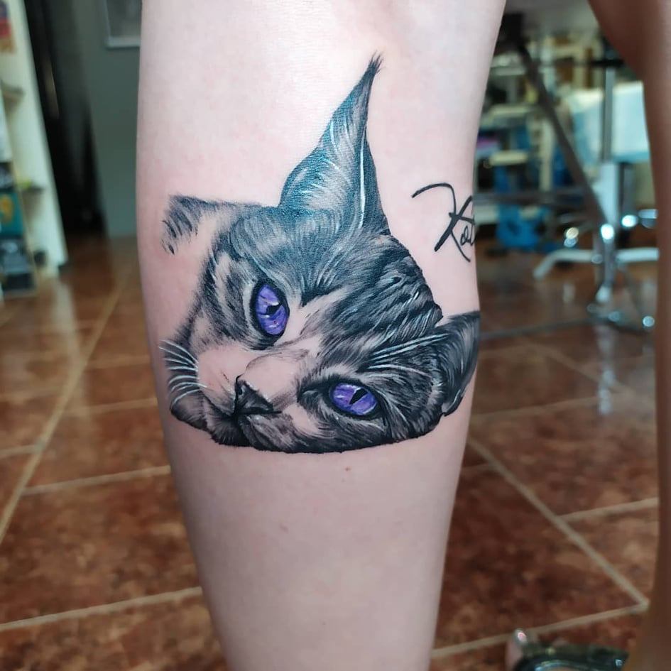 Katt tatueringar idéer underarm coola tatueringar djur tatuering motiv