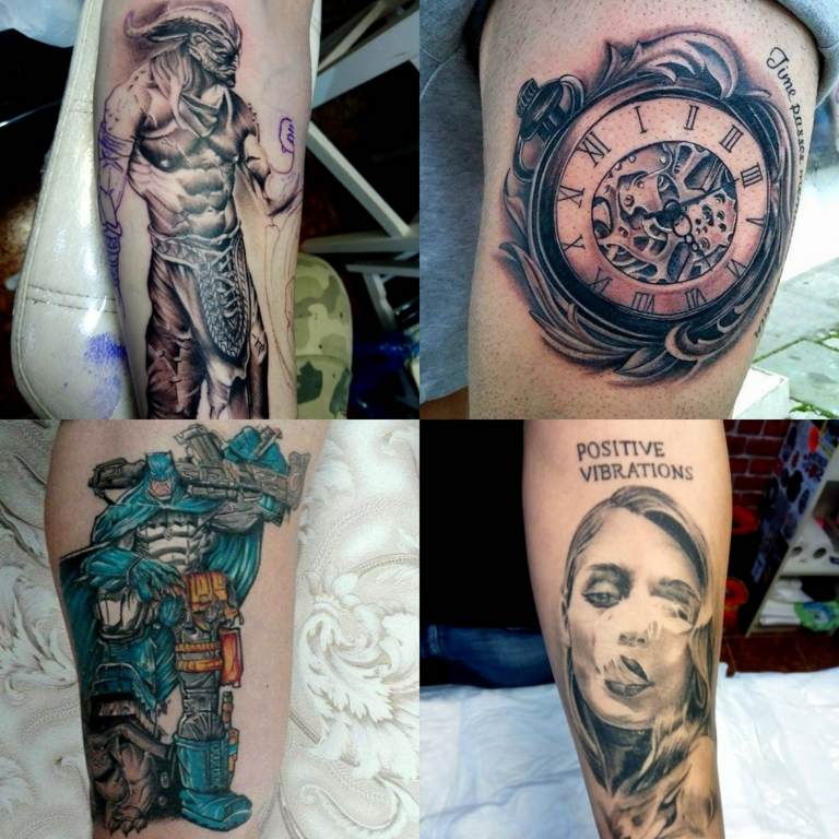 Tatuering trender klocka Batman tatuering design tatuering motor underarm smärta