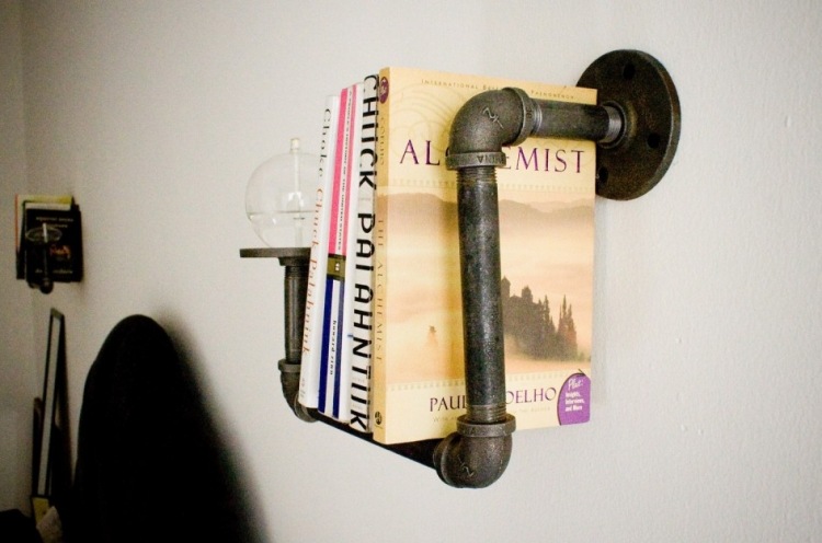 Coola levande idéer för att göra dig själv gamla avloppsrör metall bokhylla vägghylla kreativ
