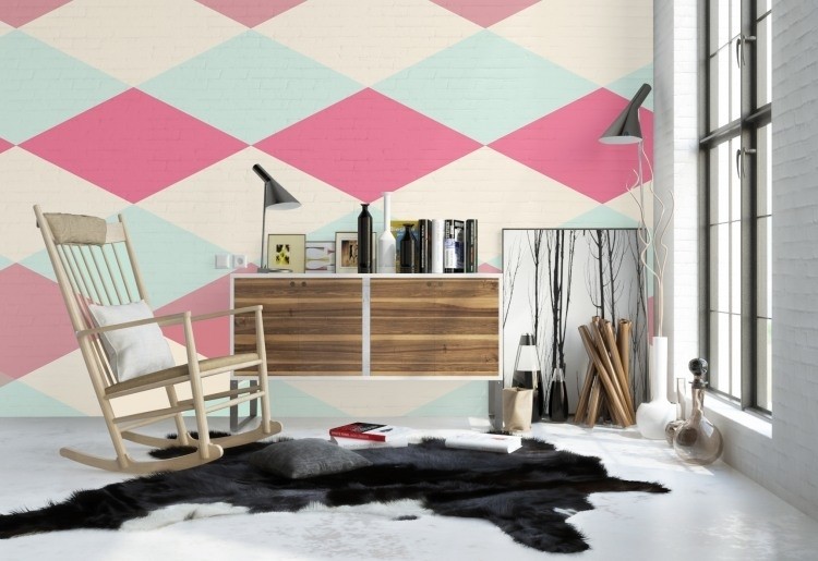 cool-levande-idéer-gör-det-själv-väggdekoration-diamant-pastellfärger-rosa-skandinavisk-design