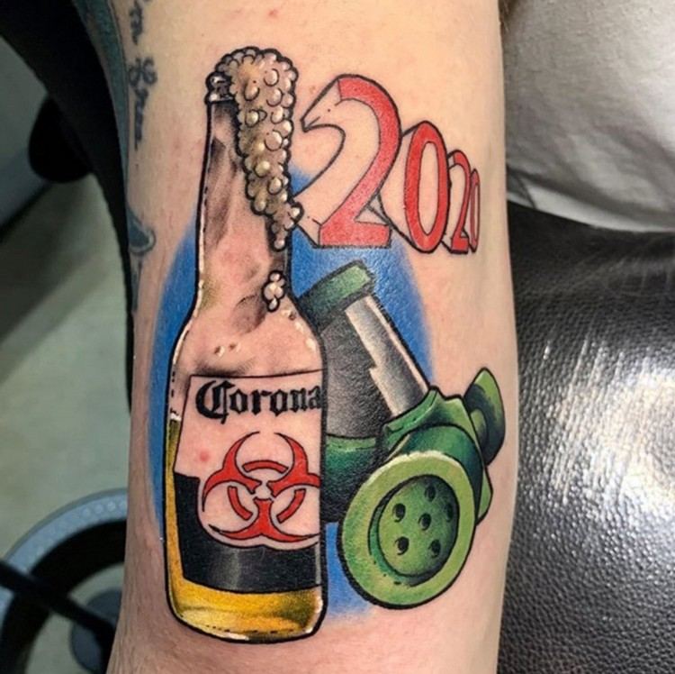 Coronavirus tatueringsdesign roliga tatueringsmotiv män tatueringstrender