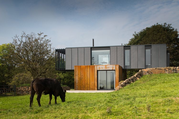 corten fasad stål fasad behållare hus natur