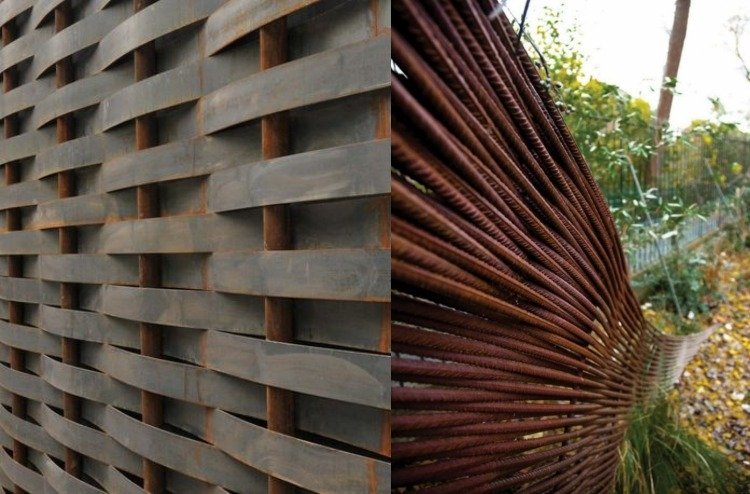 corten stål trädgård insats staket sekretess skärm mesh