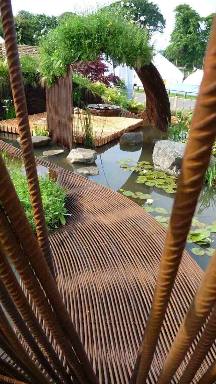 corten stål-trädgård-insats-trädgård-stig-damm-trädgård design-modern