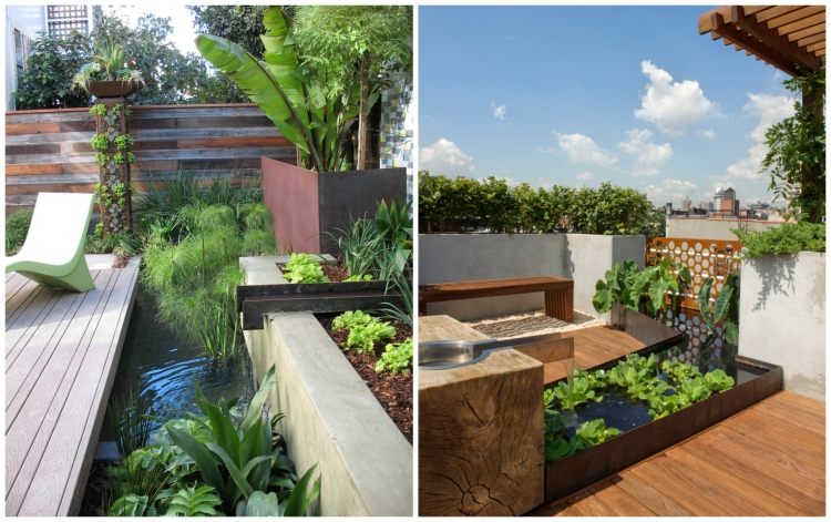 Kortenstål i trädgården idéer-upphöjda säng-vattensystem-dekorativa-paneler