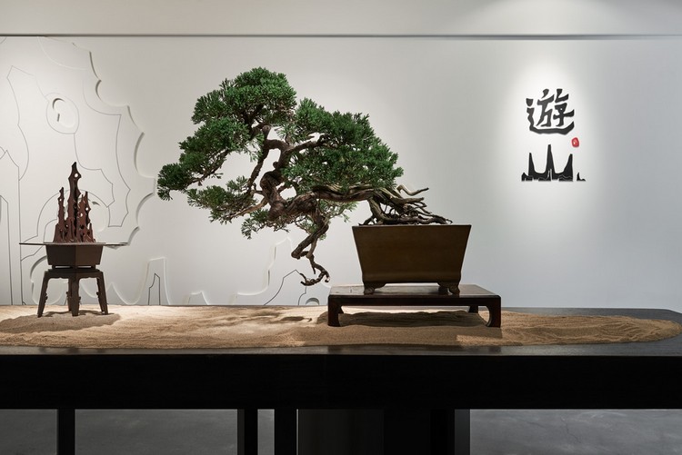 taiwans konstgalleri inomhusutställning mini -träd
