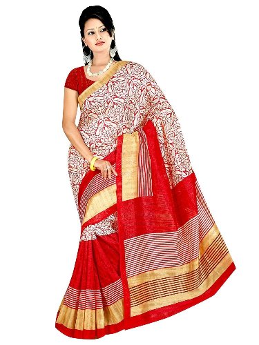 The Red Artistic Cotton Saree