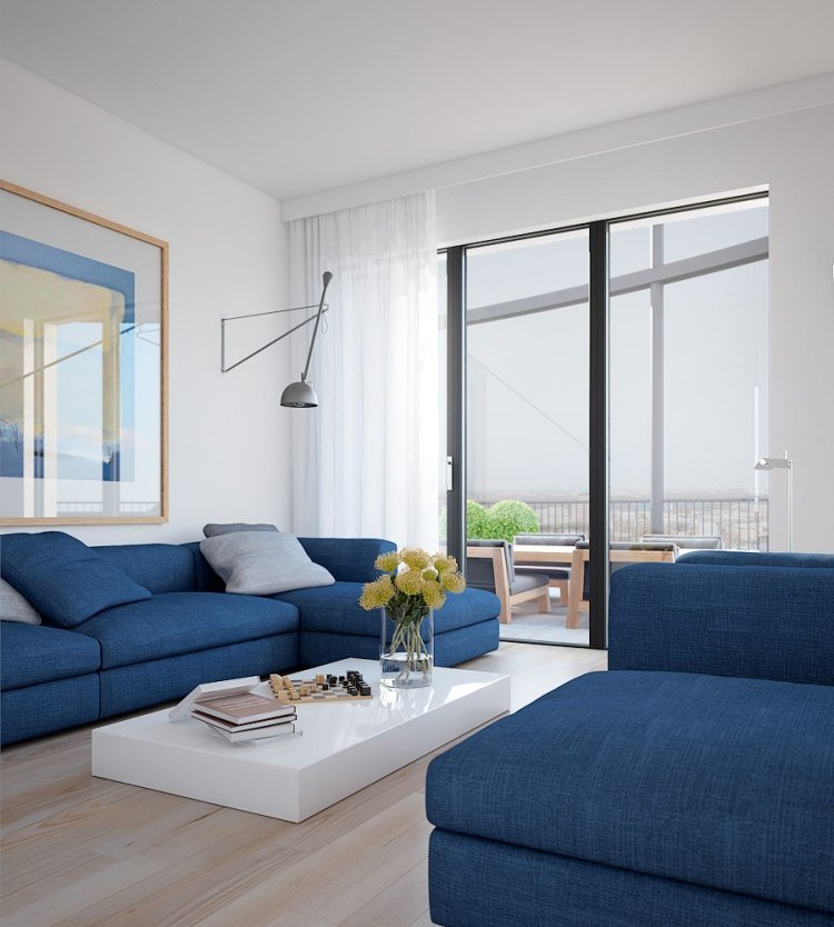 Soffbord i vitt design-rektangulärt-låg-minimalistiskt-blå-soffor-vardagsrum