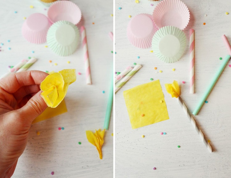 Gör dina egna cupcake toppers för barns födelsedagsfester med sugrör av mjukpapper