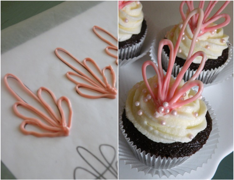 Cupcake toppers dop bröllop rosa chokladmuffins vaniljglasyr