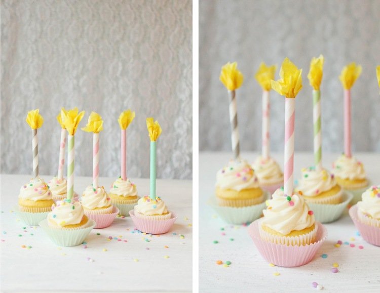 Gör dina egna cupcake toppers till barns födelsedagsfest av färgglada sugrör