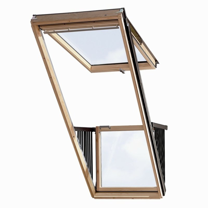 takfönster balkong praktisk träprofilglasinteriör