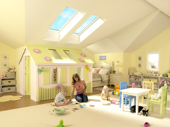 installera takfönster barnrum vinden ljus uppfyller idén