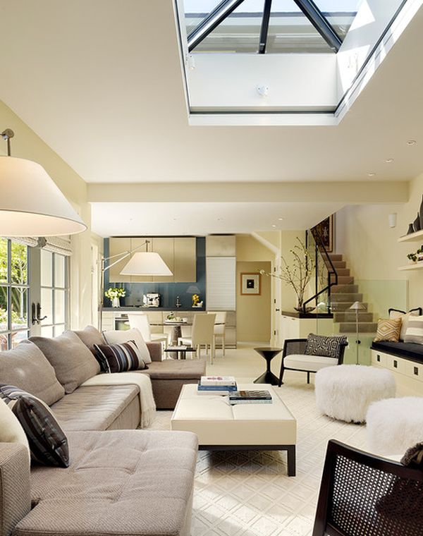 installera takfönster vardagsrum naturligt ljus ecru